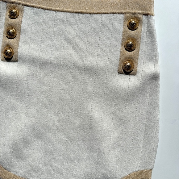 Authentic Balmain Off White Gold Ribbed Knit Mini Skirt  40 8 - Picture 3 of 7